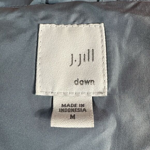 J Jill Down Puffer Vest Sz Medium Blue Quilted Sleeveless Button Top Jacket Coat - Picture 8 of 10